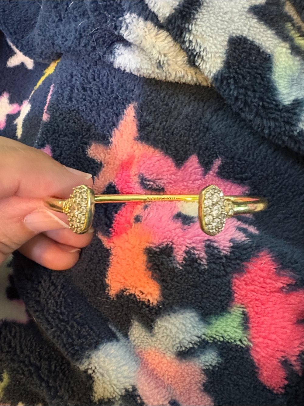 Kendra Scott Gold Open Cuff Bracelet with Clear Crystal Accents